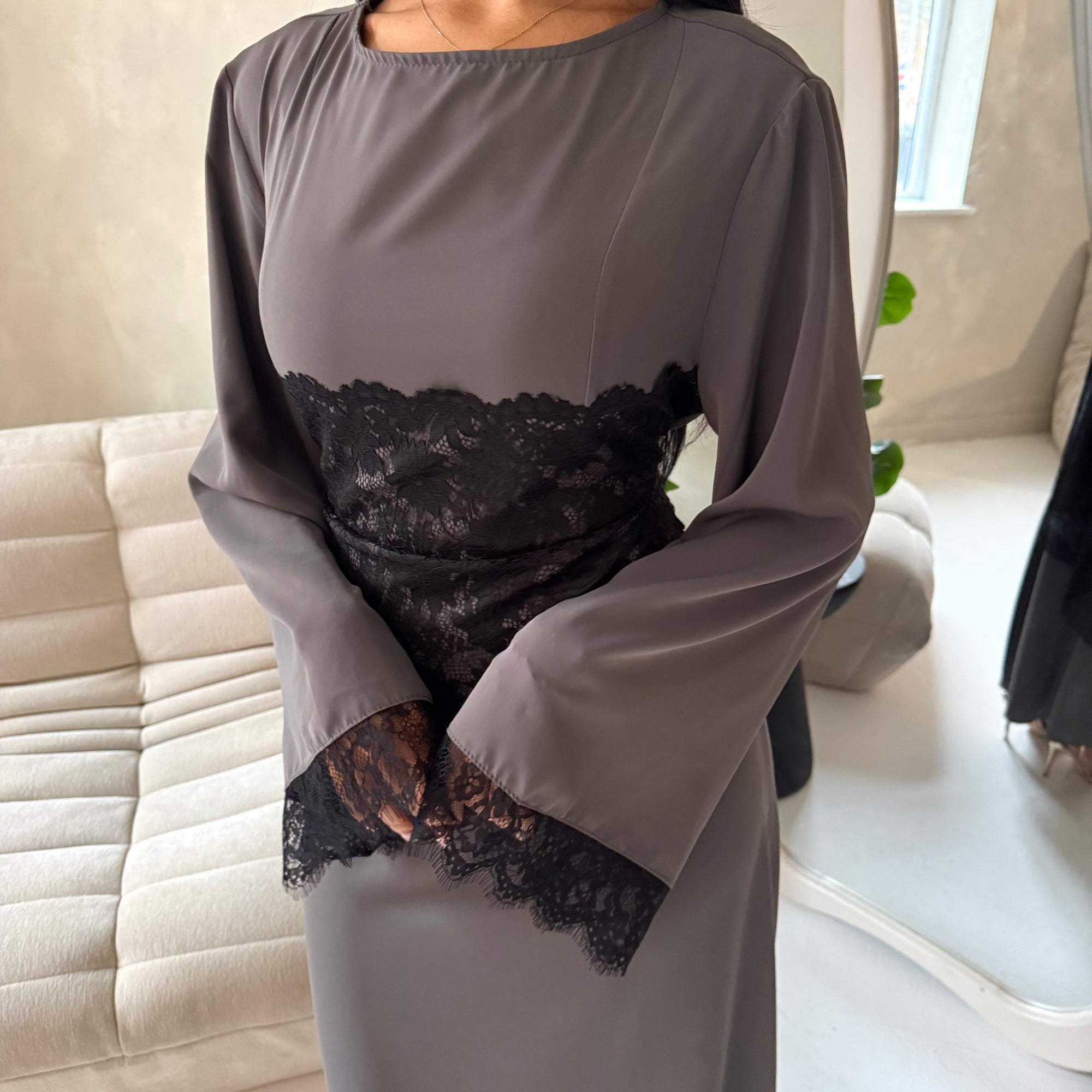 grey modest dress Bailey Modest Maxi in Gray XLarge