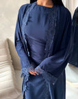 Amara Navy Lace Detail Two Peice Co Ord Abaya Set