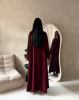 Amara Wine Lace Detail Two Peice Co Ord Abaya Set