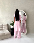 Adina Pink Soft Assymetrical Trouser Co Ord Set