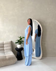Adina Blue Soft Assymetrical Trouser Co Ord Set