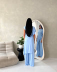 Adina Blue Soft Assymetrical Trouser Co Ord Set