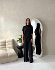 Adina Black Soft Assymetrical Trouser Co Ord Set