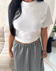 Irma Khaki Polka Dot Satin Skirt