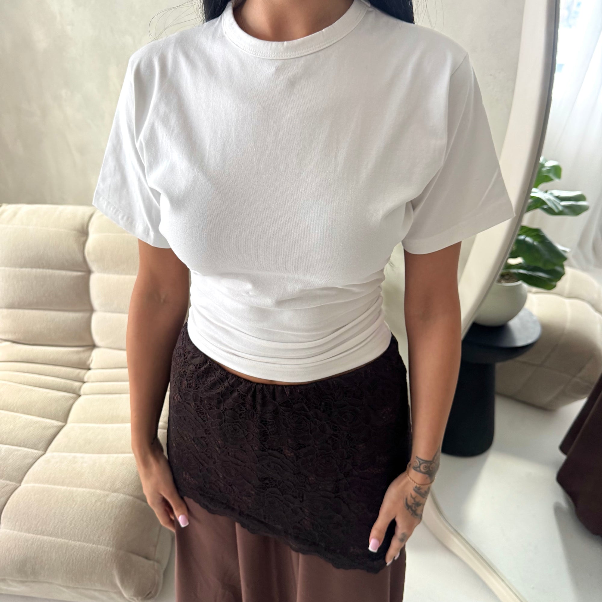 Tasha Brown Lace Detail Modest Elasticated Skirt