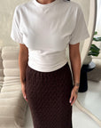 Tami Brown Lace Detail Elasticated Maxi Skirt