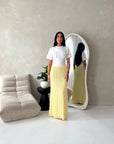Tami Yellow Lace Detail Elasticated Maxi Skirt