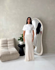 Tami Cream Lace Detail Elasticated Maxi Skirt