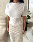 Tami Cream Lace Detail Elasticated Maxi Skirt