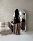 Tasha Mocha Lace Detail Modest Elasticated Skirt