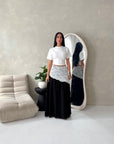 Tasha Black Lace Detail Modest Elasticated Skirt