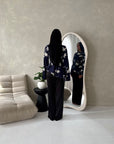 Daniyah Navy Floral Embroidery Summer Top