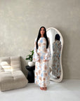 Lumera Cream Mesh Floral Print Summer Dress