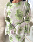 Lumera Khaki Mesh Floral Print Summer Dress