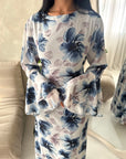Lumera Royal Blue Mesh Floral Print Summer Dress