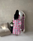 Lumera Pink Mesh Floral Print Summer Dress