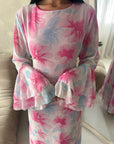 Lumera Pink Mesh Floral Print Summer Dress
