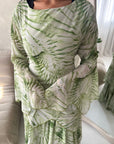Nadine Khaki Summer Palm Print Ruffle Dress