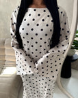 Jayna White Polka Dot Satin Tie Back Dress