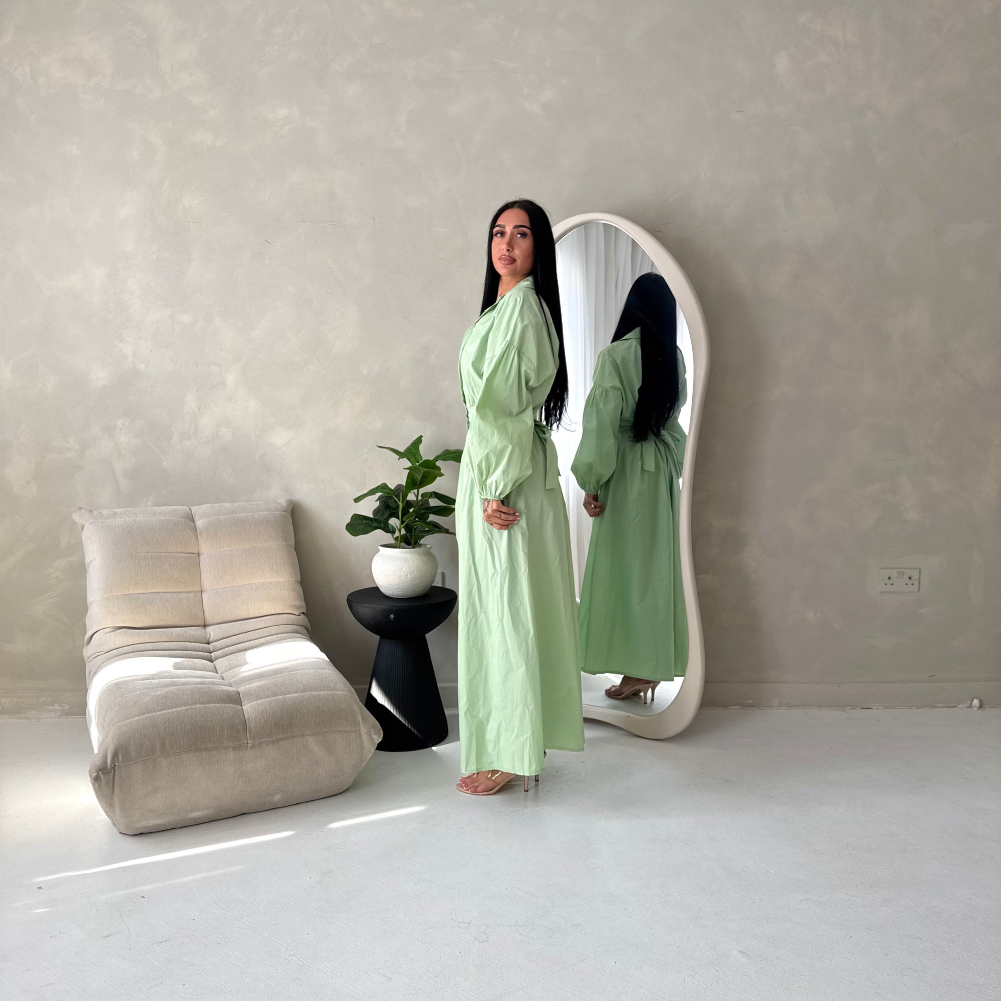 Remi Mint Cotton Shirt Summer Dress