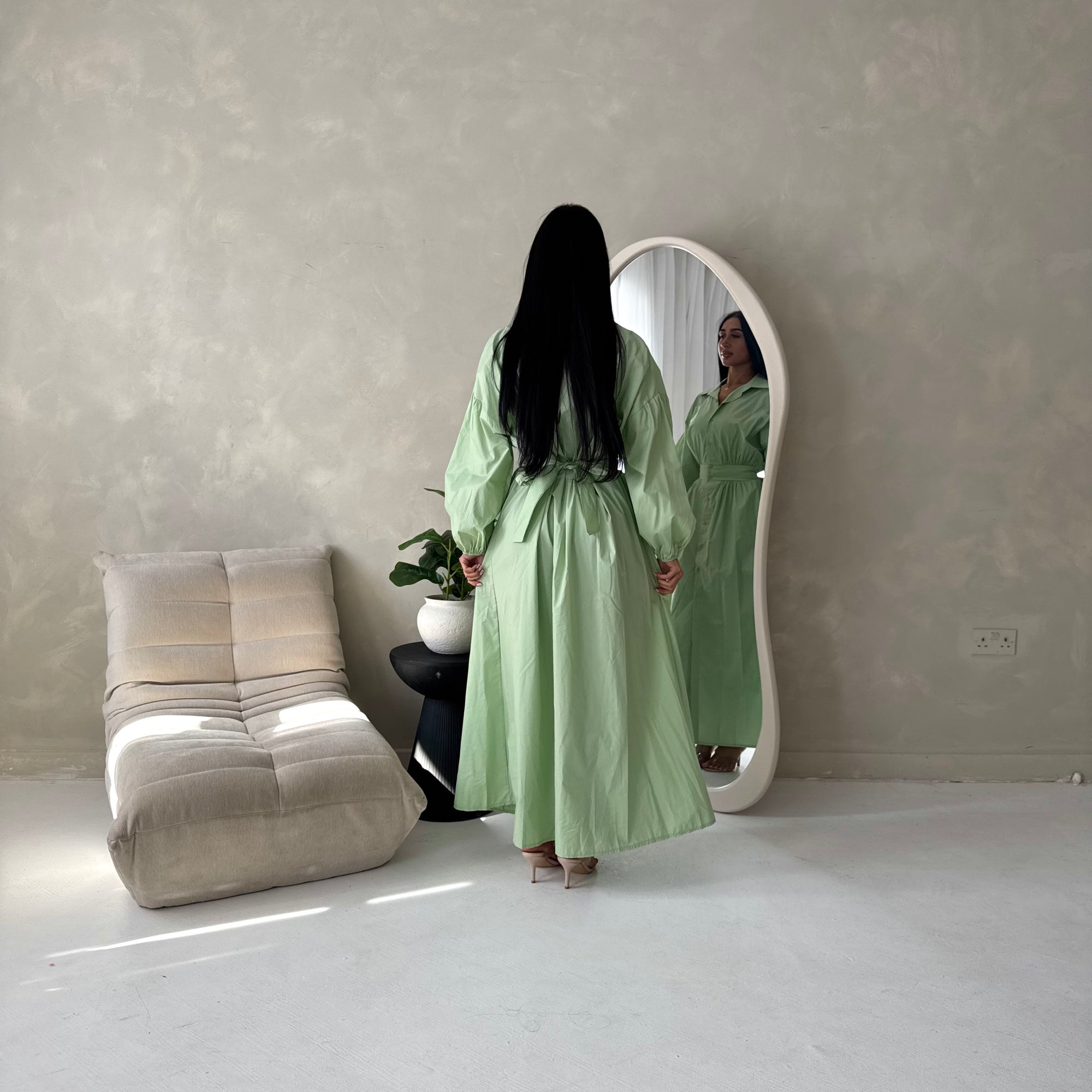 Remi Mint Cotton Shirt Summer Dress