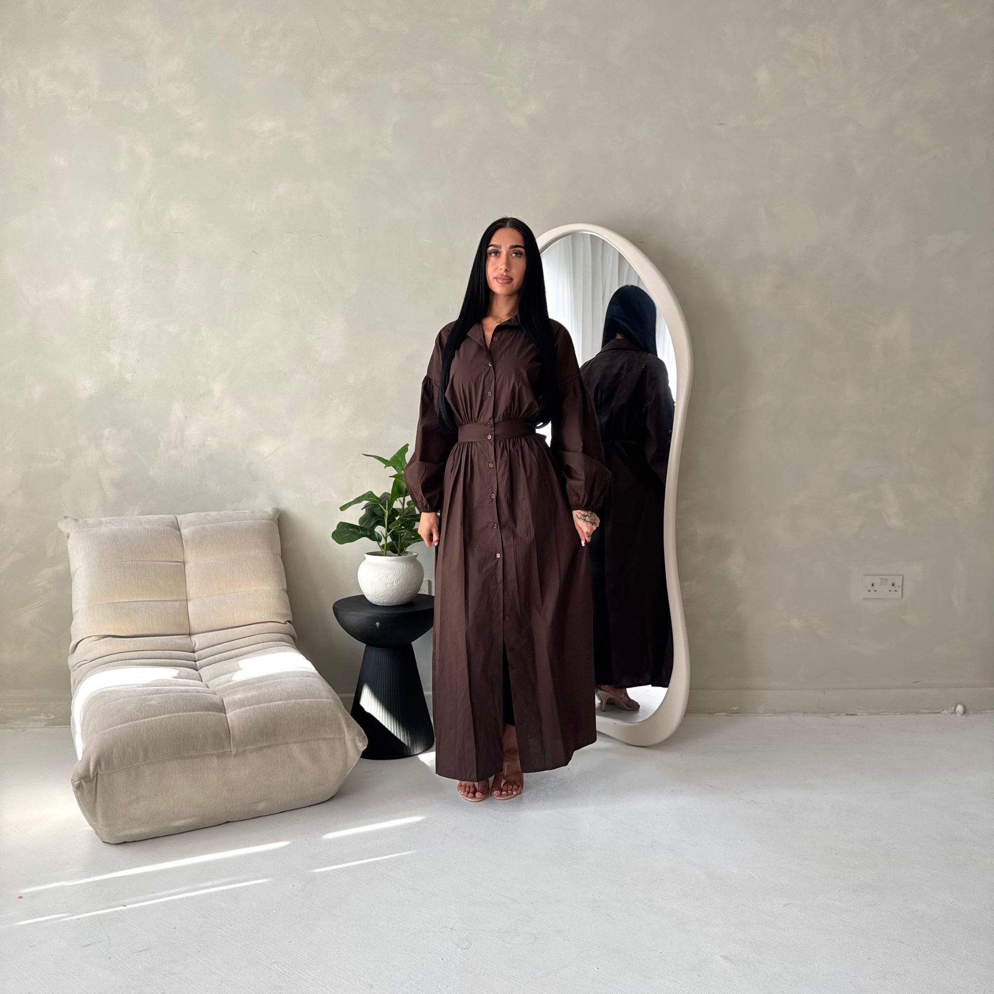 Remi Brown Cotton Shirt Summer Dress House Of Haniya Remi Brown Cotton Shirt Summer Dress House Of Haniya
