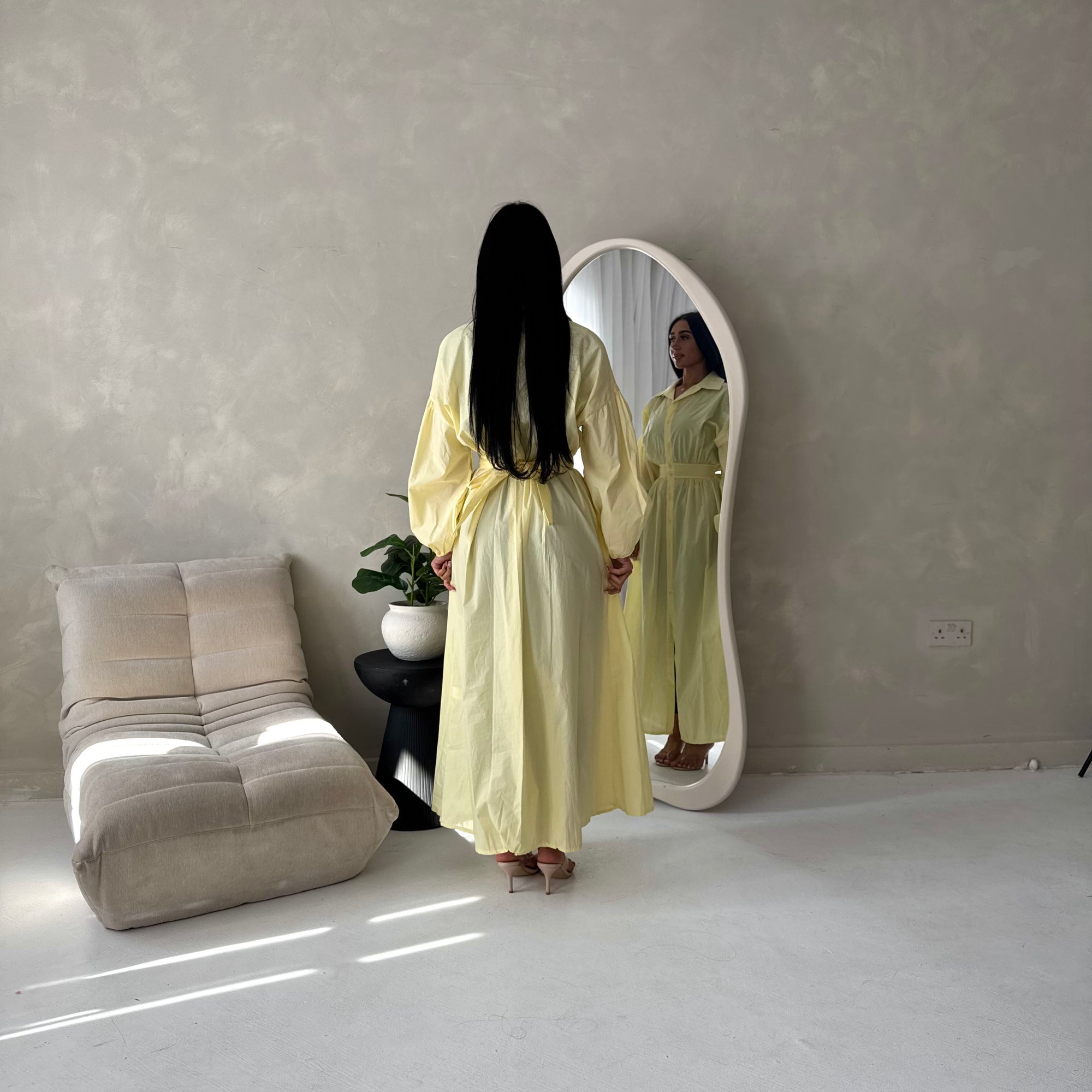 Remi Yellow Cotton Shirt Summer Dress