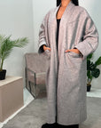 Lena Light Grey Oversized Batwing Long Coat