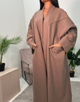 Lena Mocha Oversized Batwing Long Coat