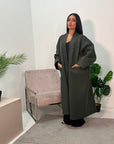 Lena Khaki Oversized Batwing Long Coat