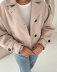 Aura Beige Cropped Pocket Trench Coat