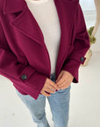 Aura Wine Cropped Pocket Trench Coat