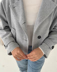 Aura Grey Cropped Pocket Trench Coat