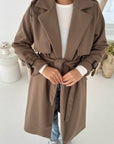 Blair Mocha Thick Belted Trench Jacket