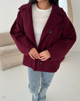 Melia Wine Collar Batwing Pocket Jacket