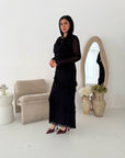 Eila Black Mesh Frill Detail Lined Dress
