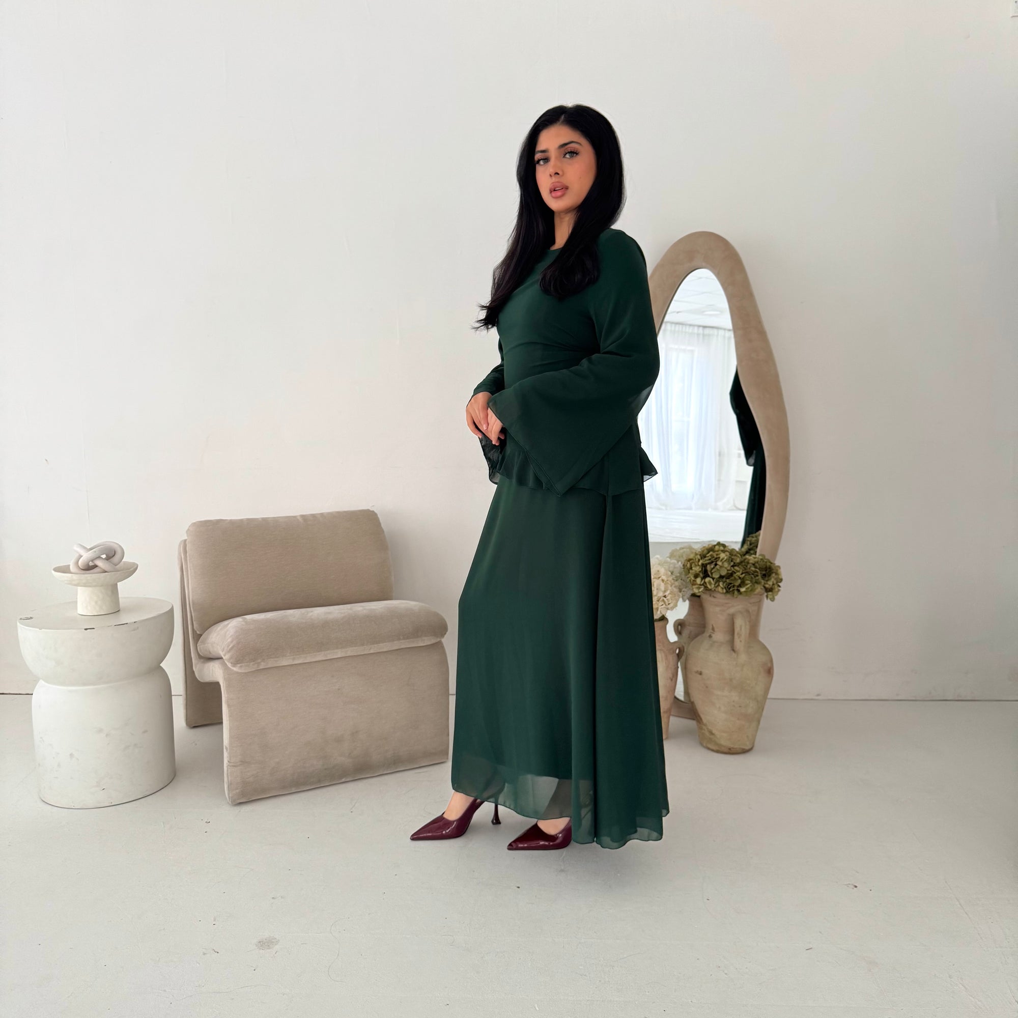 Lila Emerald Green Mesh Frill Detail Lined Dress House Of Haniya Lila Emerald Green Mesh Frill Detail Lined Dress House Of Haniya