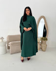 Sherin Emerald Green Pearl Detail Modest Dress