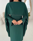 Sherin Emerald Green Pearl Detail Modest Dress