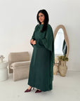 Roselle Emerald Green Gold Buckle Mesh Cape Dress