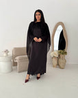 Roselle Black Gold Buckle Mesh Cape Dress