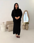 Fajr Black Knitted Crochet Detail Skirt Co Ord Set