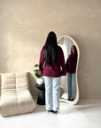 Amara Wine Fur Cuff Wrap Buckle Belted Coat