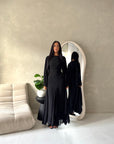 Mysa Black Mesh Lined Frill Detail Modest Dress