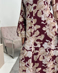 Fumi Wine Floral Print Lined Dress