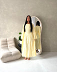 Frea Yellow Floral Tie Back Summer Lined Dress