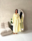 Tyra Yellow Summer Striped Tie Back Collar Dress