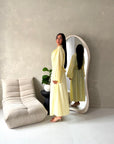 Tyra Yellow Summer Striped Tie Back Collar Dress