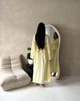 Tyra Yellow Summer Striped Tie Back Collar Dress