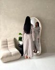 Ina Mocha Summer Striped Waist Wrap Shirt Dress